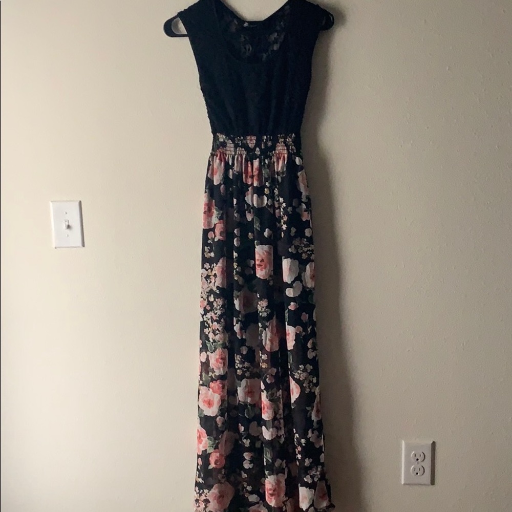 Lace see through top with a  floral sheer piece